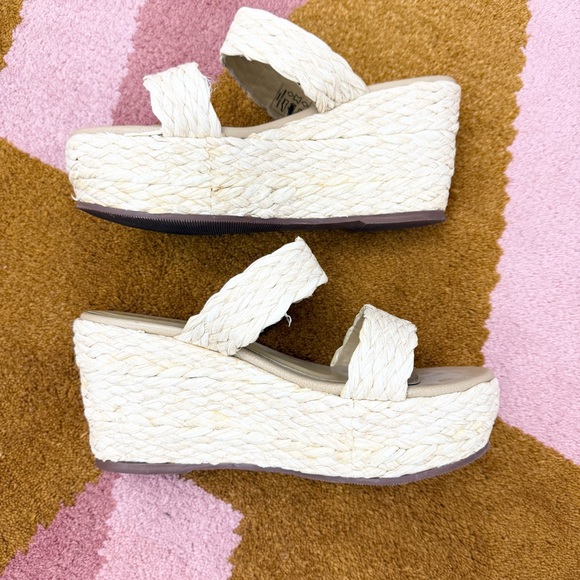 Kaanas Tenerife Raffia Platform Sandals Natural Tan Woven Espadrille Women’s 9 - Picture 3 of 7